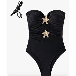 Floerns Women's Cut Out One Piece Swimsuit Seashell M